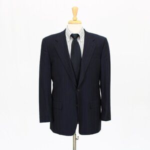 Belvest 40R Navy Stripe Wool Two Button Suit Jacket O562